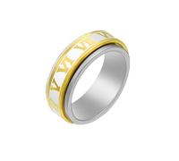 OAKKY Chiffres Romains Spinner Bague Personnalité 8mm Humeur Fidget Anxiété Rotatable Anneaux Hommes Femmes Acier Inoxydable Or Taille 62