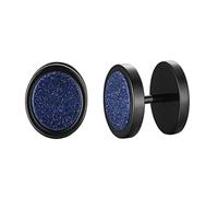 OAKKY Clous d'oreilles ronds hypoallergéniques en acier inoxydable pour hommes avec bouchon de boucle d'oreille Bijoux de mode simples Bleu