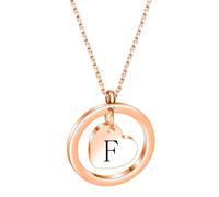OAKKY Collier 26 Lettres Encer Amour Acier Inoxydable Cercle Ouvert Minimaliste avec Cœur Grav pour Elle Or Rose F