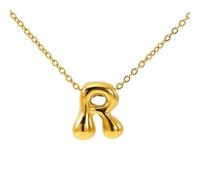 OAKKY Collier Lettre Bouboule de A à Z pour Femmes Épais Or Pendentif Initial Ballon Colliers Mignon Trendy Bijou Alphabet Charm Lettres R