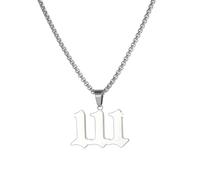 OAKKY Collier Nombre d'Ange Pour Femmes Argent Acier Inoxydable Délicat 111 Pendentif Numérologie Bijoux
