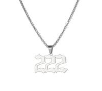 OAKKY Collier Nombre d'Ange Pour Femmes Argent Acier Inoxydable Délicat 222 Pendentif Numérologie Bijoux