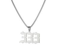 OAKKY Collier Nombre d'Ange Pour Femmes Argent Acier Inoxydable Délicat 333 Pendentif Numérologie Bijoux