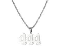 OAKKY Collier Nombre d'Ange Pour Femmes Argent Acier Inoxydable Délicat 444 Pendentif Numérologie Bijoux