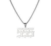 OAKKY Collier Nombre d'Ange Pour Femmes Argent Acier Inoxydable Délicat 555 Pendentif Numérologie Bijoux