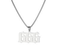 OAKKY Collier Nombre d'Ange Pour Femmes Argent Acier Inoxydable Délicat 666 Pendentif Numérologie Bijoux
