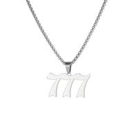 OAKKY Collier Nombre d'Ange Pour Femmes Argent Acier Inoxydable Délicat 777 Pendentif Numérologie Bijoux