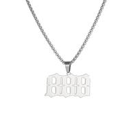 OAKKY Collier Nombre d'Ange Pour Femmes Argent Acier Inoxydable Délicat 888 Pendentif Numérologie Bijoux