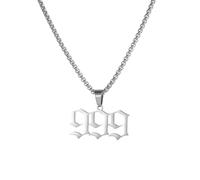 OAKKY Collier Nombre d'Ange Pour Femmes Argent Acier Inoxydable Délicat 999 Pendentif Numérologie Bijoux