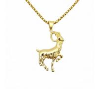 OAKKY Collier Pendentif Bélier Or pour Hommes Femmes Chaîne Acier Inoxydable Bijou Déclaration Audacieux Hip Hop Pouvoir Inspiré Zodiaque Capricorne