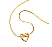 OAKKY Collier Pendentif Cœur Infini pour Femmes Or Acier Inoxydable avec Chaîne Serpentin Plate Bijou Symbole d'Amour Minimaliste