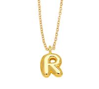 OAKKY Collier Pendentif Lettre Bouboule Épaisse pour Femmes Trendy Mignon Charmo Pendentif Alphabet Personnalisé Or Lettres Ballon R Colliers