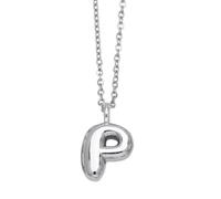 OAKKY Collier Pendentif Lettre Bouboule Épaisse pour Femmes Trendy Mignon Charmo Pendentif Alphabet Personnalisé Argent Lettres Ballon P Colliers
