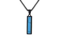 OAKKY Collier Unisex Acier Inoxydable Carré Simulé Turquoise Forme Géométrique Tendance Assortiment Rétro Personnalité Noir sans Chaîne