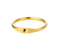 OAKKY Femme Acier Inoxydable Simple 3.5mm Or Alphabet de A à Z Initiales Anneaux Mariage Fiançailles Statement Bijouterie P Taille 57