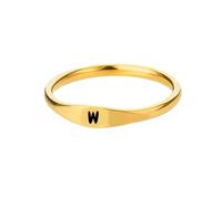 OAKKY Femme Acier Inoxydable Simple 3.5mm Or Alphabet de A à Z Initiales Anneaux Mariage Fiançailles Statement Bijouterie W Taille 62