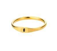 OAKKY Femme Acier Inoxydable Simple 3.5mm Or Alphabet de A à Z Initiales Anneaux Mariage Fiançailles Statement Bijouterie B Taille 60