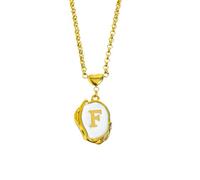 OAKKY Femmes Acier Inoxydable Collier Initiale A-Z Alphabet 26 Lettres Nom Monogramme Pendentif Personnalisé Élégant Bijou Vintage Or F