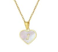 OAKKY Femmes Acier Inoxydable Délicat Coquillage Amour Initiales A-Z Alphabet Collier Simple Classique Pendentif Anniversaire Bijou Lettre I