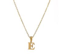 OAKKY Femmes Acier Inoxydable Minimaliste Minuscule Alphabet Initiale A-Z Lettre Breloque Neckla Pendentif Bijoux Alaqué Or E
