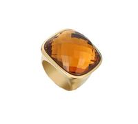 OAKKY Femmes Acier Inoxydable Surdimensionné Cristal Taillé Verre Strass Multicolore Chunky Bague de Fiançailles Paillettes Pierres Précieuses Alliance Pierre orange en or Taille 52