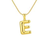 OAKKY Femmes Acier Inoxydable Tendance 26 Alphabet Initial Lettre Bulles Collier Pendentif Rond Serpent Chaînes Ras de Cou E