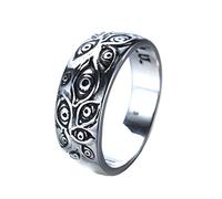 OAKKY Gravée Démon Oeil de Dieu Bague Homme Acier Inoxydable Qui Voit Tout Vintage Cool Gothic Mauvais Les Yeux Band Argent Ton Taille 70