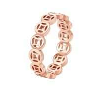 OAKKY Hip Hop Découper Feng Shui Cuivre Pièces Biker Bague Homme Acier Inoxydable Chanceux Richesse Trésor Argent Alliance Bandeau Or Rose Taille 62