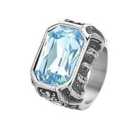 OAKKY Homme Acier Inoxydable Personnalisé Griffe Dragon Nuage Multicolore Pierre Fine Bague Biker Punk Halloween Bijou Cadeau Bleu Clair Taille 60