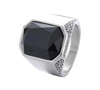 OAKKY Homme Carré Gemme Bague Cachet | Bande Vintage CZ Multicolore, Acier Inoxydable, Bijoux Statement Biker Motocycliste