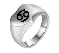 OAKKY Homme Femme Acier Inoxydable Pêche Cœur Lisse Zodiaque Animal Bague Mariage Fiançailles Statement Bijouterie Argent Cancer Taille 52