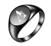 OAKKY Homme Femme Acier Inoxydable Simple Rose 22mm Ronde Alphabet de A à Z Initiales Anneaux Mariage Fiançailles Statement Bijouterie Noir A Taille 47