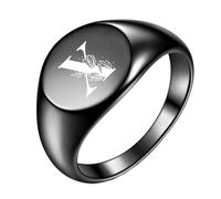 OAKKY Homme Femme Acier Inoxydable Simple Rose 22mm Ronde Alphabet de A à Z Initiales Anneaux Mariage Fiançailles Statement Bijouterie Noir X Taille 65