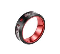 OAKKY Hommes Acier Inoxydable 8MM Fibre De Carbone Celtique Dragon Incrustation Zircon Bague de Fiançailles Poli Mariage Couple Bande Rouge Taille 62