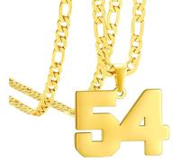 OAKKY Hommes Acier Inoxydable Athlètes Numéro 00-99 Colliers Sport Pendentif Chaîne Baseball/Basketball/Football Team Inspiration Bijouterie Or Numéro 54