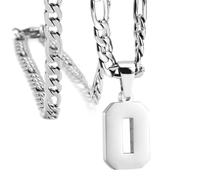 OAKKY Hommes Acier Inoxydable Athlètes Numéro 00-99 Colliers Sport Pendentif Chaîne Baseball/Basketball/Football Team Inspiration Bijouterie Argent Numéro 0