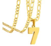 OAKKY Hommes Acier Inoxydable Athlètes Numéro 00-99 Colliers Sport Pendentif Chaîne Baseball/Basketball/Football Team Inspiration Bijouterie Or Numéro 7