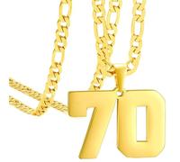OAKKY Hommes Acier Inoxydable Athlètes Numéro 00-99 Colliers Sport Pendentif Chaîne Baseball/Basketball/Football Team Inspiration Bijouterie Or Numéro 70