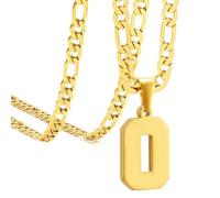 OAKKY Hommes Acier Inoxydable Athlètes Numéro 00-99 Colliers Sport Pendentif Chaîne Baseball/Basketball/Football Team Inspiration Bijouterie Or Numéro 0