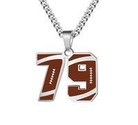 OAKKY Hommes Acier Inoxydable Athlètes Numéro 00-99 Colliers Sport Pendentif Chaîne Football/Rugby Team Inspiration Bijouterie Numéro 79