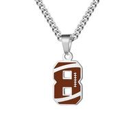OAKKY Hommes Acier Inoxydable Athlètes Numéro 00-99 Colliers Sport Pendentif Chaîne Football/Rugby Team Inspiration Bijouterie Numéro 8