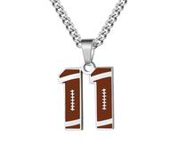 OAKKY Hommes Acier Inoxydable Athlètes Numéro 00-99 Colliers Sport Pendentif Chaîne Football/Rugby Team Inspiration Bijouterie Numéro 11