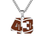 OAKKY Hommes Acier Inoxydable Athlètes Numéro 00-99 Colliers Sport Pendentif Chaîne Football/Rugby Team Inspiration Bijouterie Numéro 43