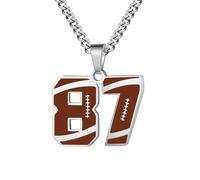 OAKKY Hommes Acier Inoxydable Athlètes Numéro 00-99 Colliers Sport Pendentif Chaîne Football/Rugby Team Inspiration Bijouterie Numéro 87