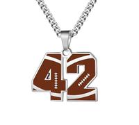 OAKKY Hommes Acier Inoxydable Athlètes Numéro 00-99 Colliers Sport Pendentif Chaîne Football/Rugby Team Inspiration Bijouterie Numéro 42