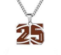 OAKKY Hommes Acier Inoxydable Athlètes Numéro 00-99 Colliers Sport Pendentif Chaîne Football/Rugby Team Inspiration Bijouterie Numéro 25