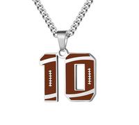 OAKKY Hommes Acier Inoxydable Athlètes Numéro 00-99 Colliers Sport Pendentif Chaîne Football/Rugby Team Inspiration Bijouterie Numéro 10