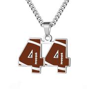 OAKKY Hommes Acier Inoxydable Athlètes Numéro 00-99 Colliers Sport Pendentif Chaîne Football/Rugby Team Inspiration Bijouterie Numéro 44