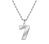 OAKKY Hommes Acier Inoxydable Classique Argent Athlètes Numéro 00-30 Colliers Pendentif Sport Chaîne Baseball/Basketball/Football Équipe Inspiration Bijou Numéro 7
