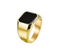OAKKY Hommes Acier Inoxydable Classique Simple Taille Carré Pierre Fine Bagues Fiançailles Promesse Bague Mariage pour Femmes Or Noir 60